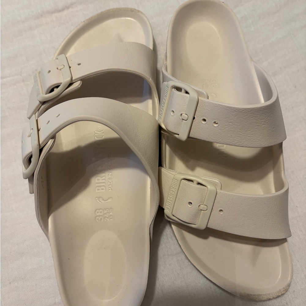 Birkenstock Off-White Double Strap Slides